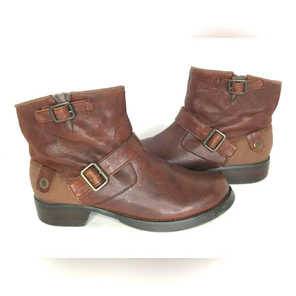 London Underground Y2K Vintage Rust Brown Ankle Boots Buckle - Picture 1 of 10